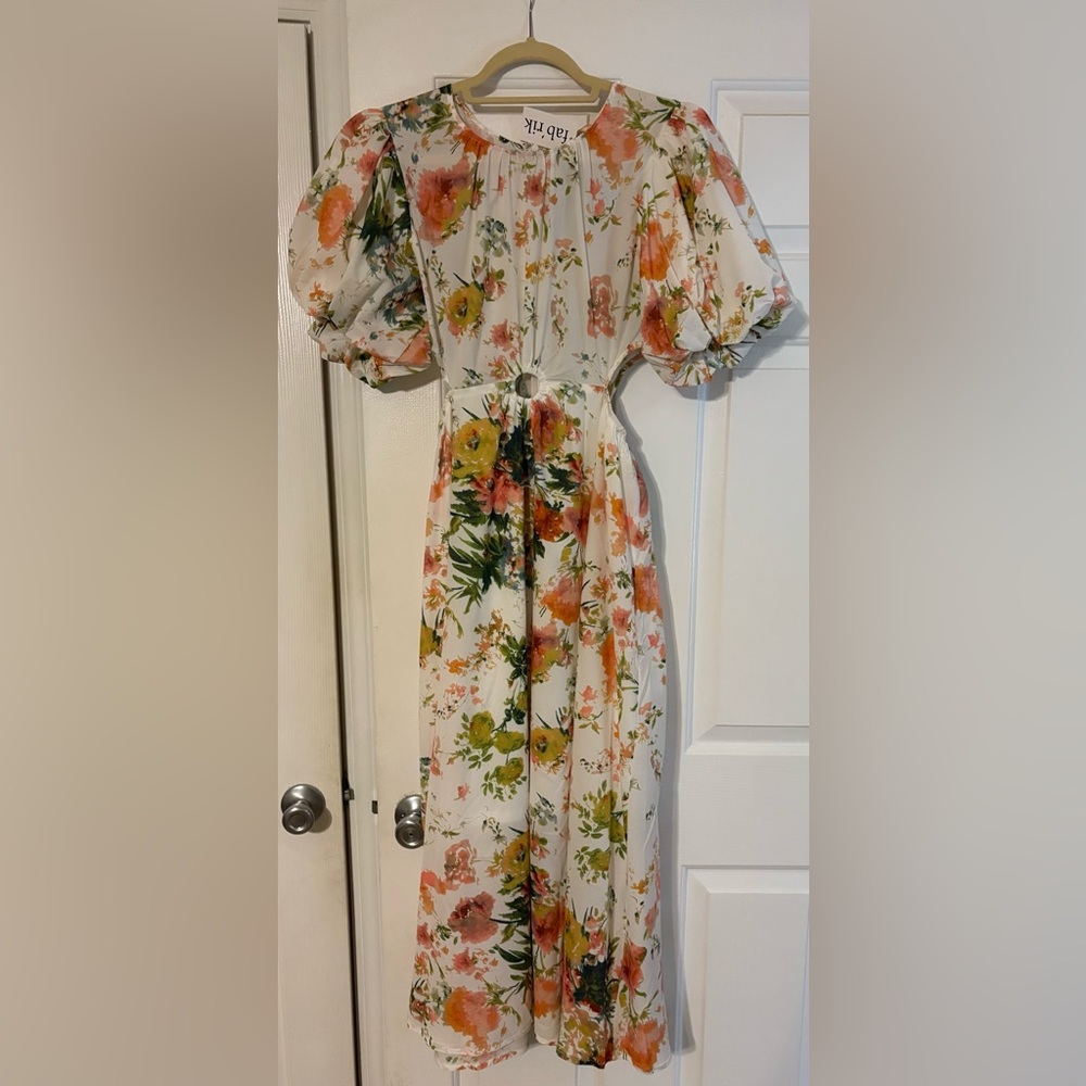 fab'rik Floral Maxi Dress with Puff Sleeves